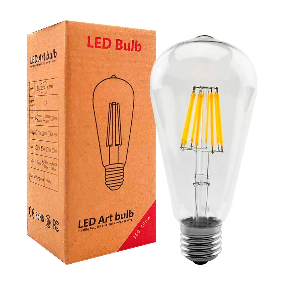 Foco led st64 tipo vintage de luz cálida funcionamiento con 220v / led art bulb / d-20075