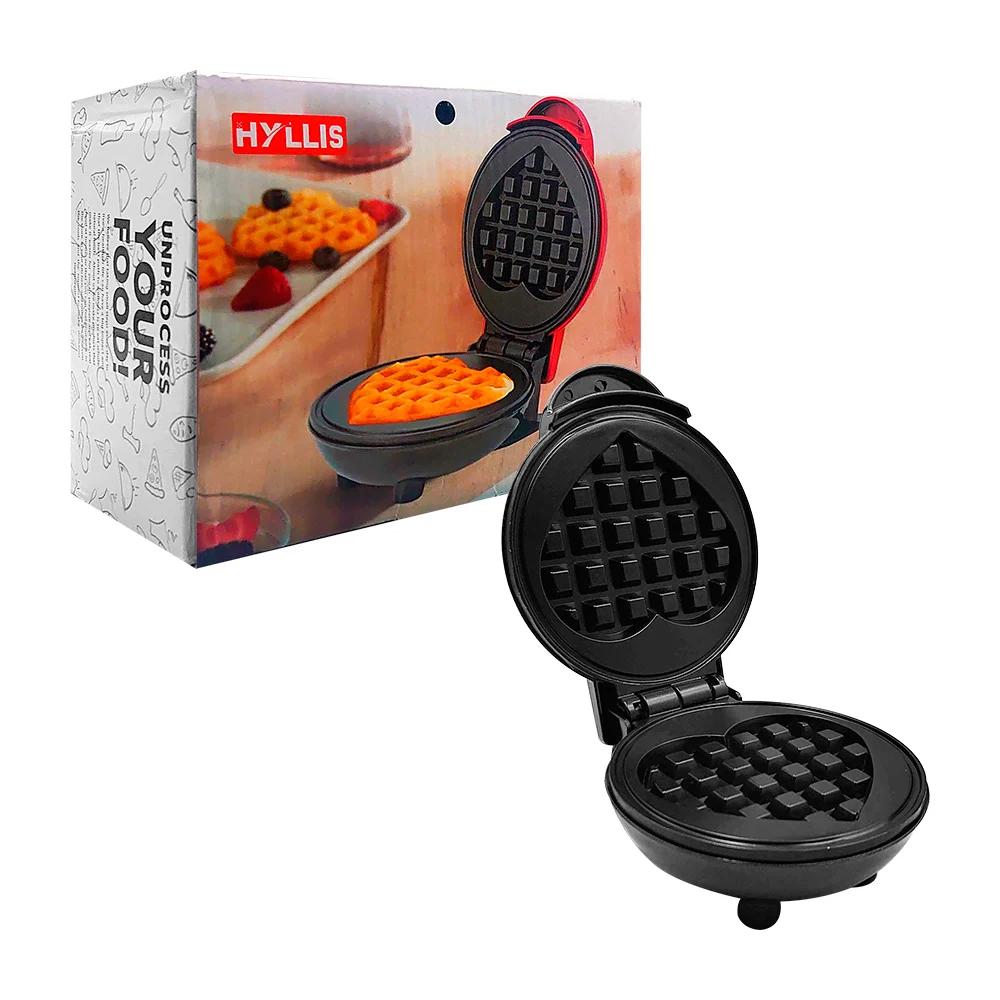Mini wafflera redonda para alimentos en forma de corazón eléctrica, 350w de potencia, variedad de colores / hls-86327