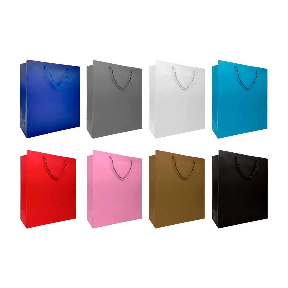 1pza Bolsa mediana de cartón con diseño liso para regalo 32x26x10.5cm, variedad de colores / d2579