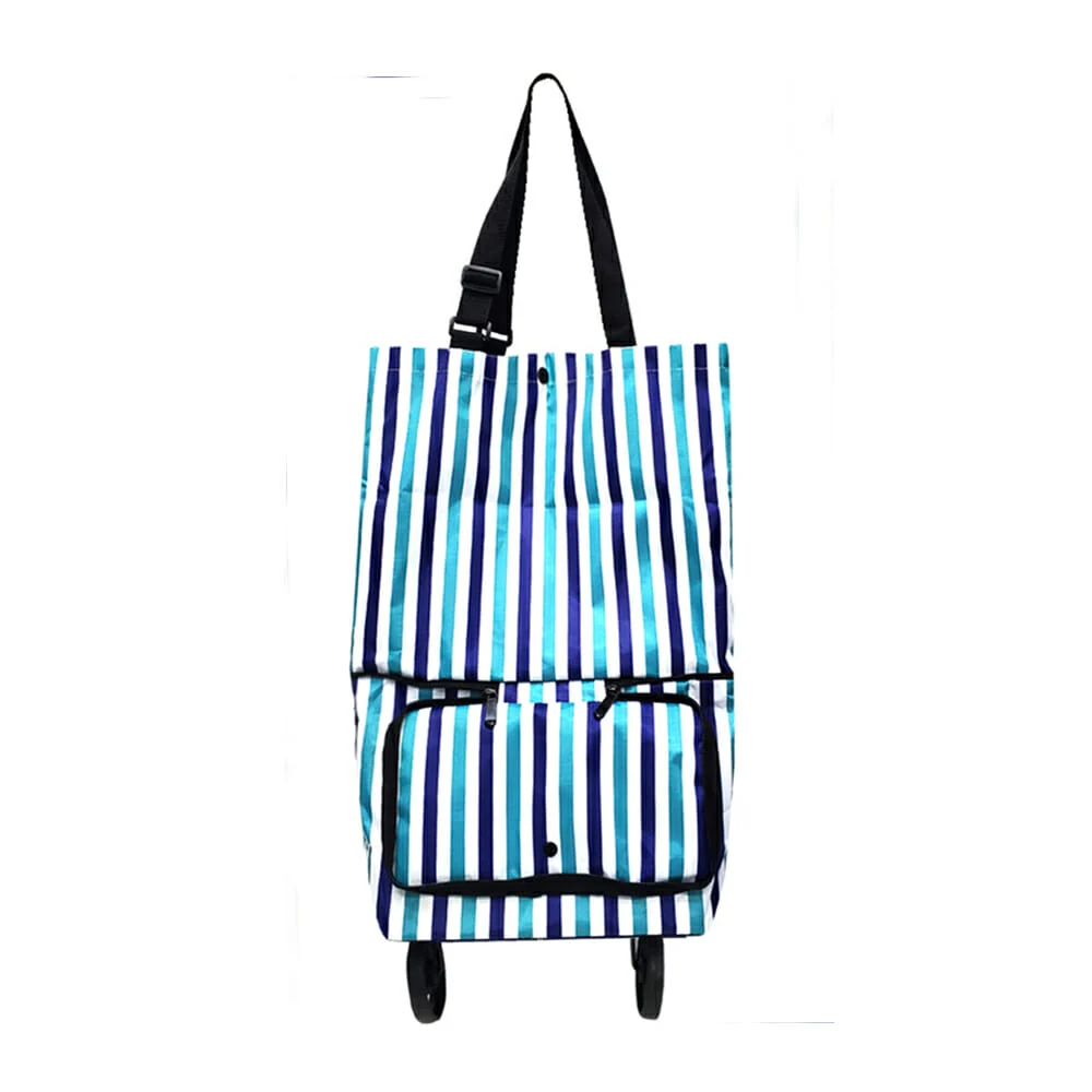 Bolsa de compras plegable con agarradera y ruedas para carrito de compras, variedad de diseños / da-4