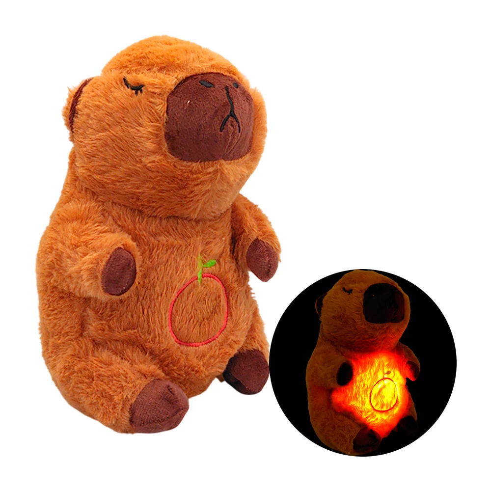 Peluche afelpado de capibara con simulación de respiración, música y luz, 25cm / capi aspi / da-51 / k-1508