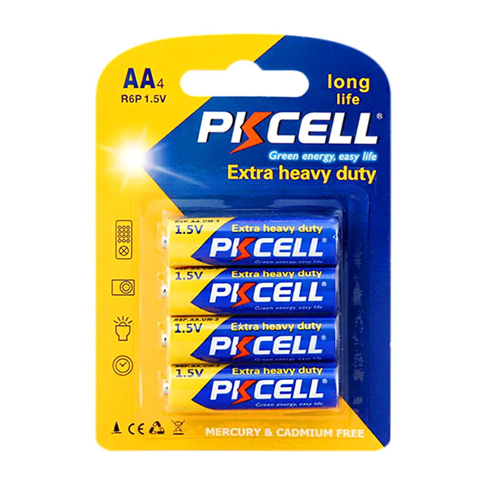 Blister con 4 pilas alcalinas AA, pikcell / dc36