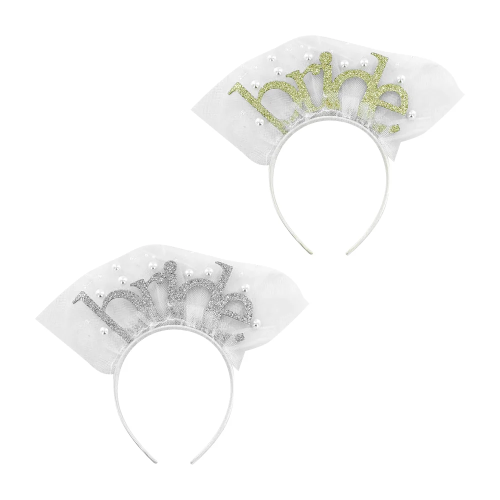 1pza Diadema con tul y perlas + frase bride, variedad de colores / ddm-415