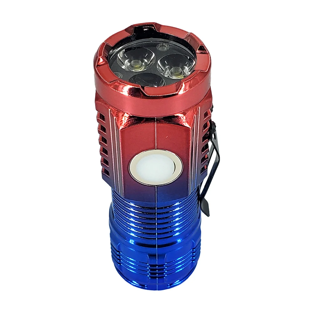 1pza Mini linterna de mano, cilíndrica, recargable, con 5 modos de iluminación y gancho para colgar, variedad de usos / triple core flashlight / hp-01