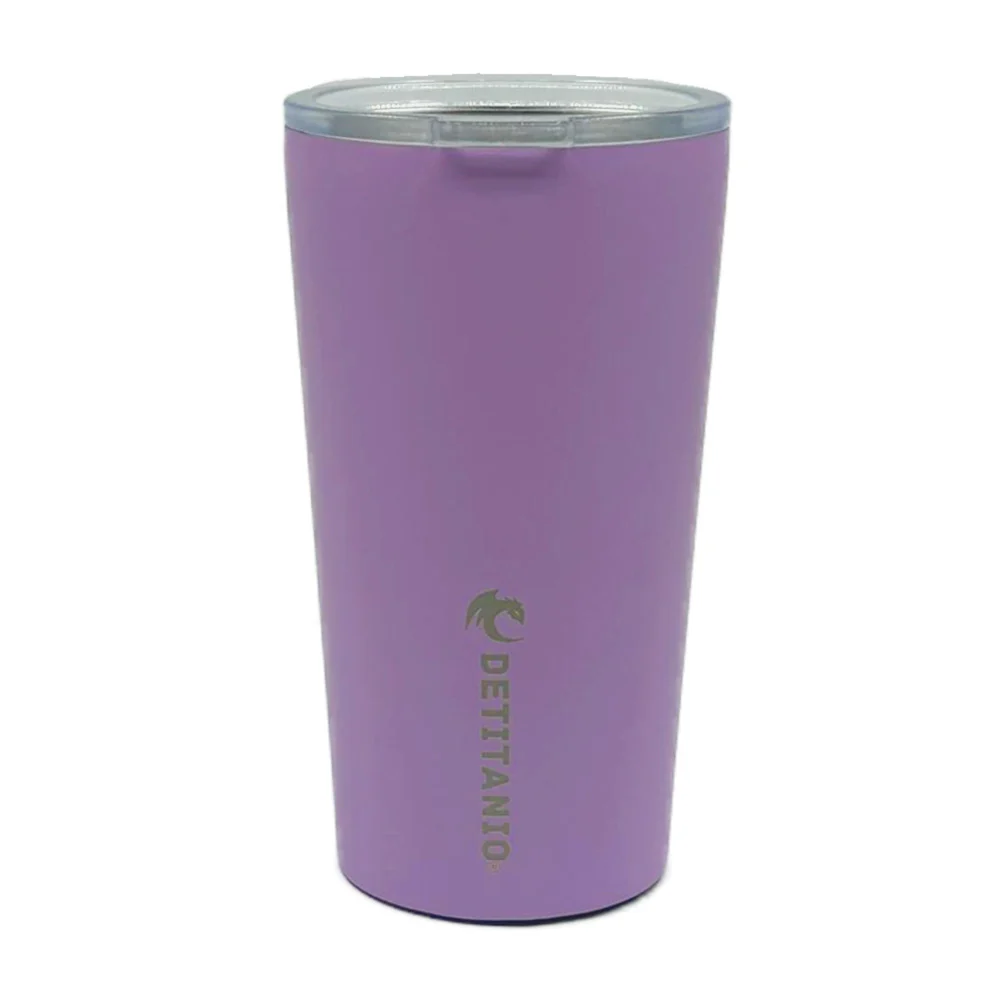 Vaso termo de acero inoxidable liso con tapa transparente y frase logo detitanio, 320ml, variedad de colores / de-5