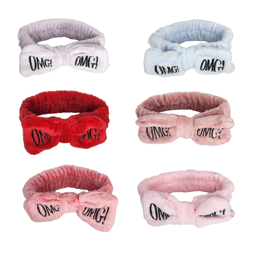 1pza Banda / diadema sujetadora para el cabello afelpada omg con moño, variedad de colores / cx-p879