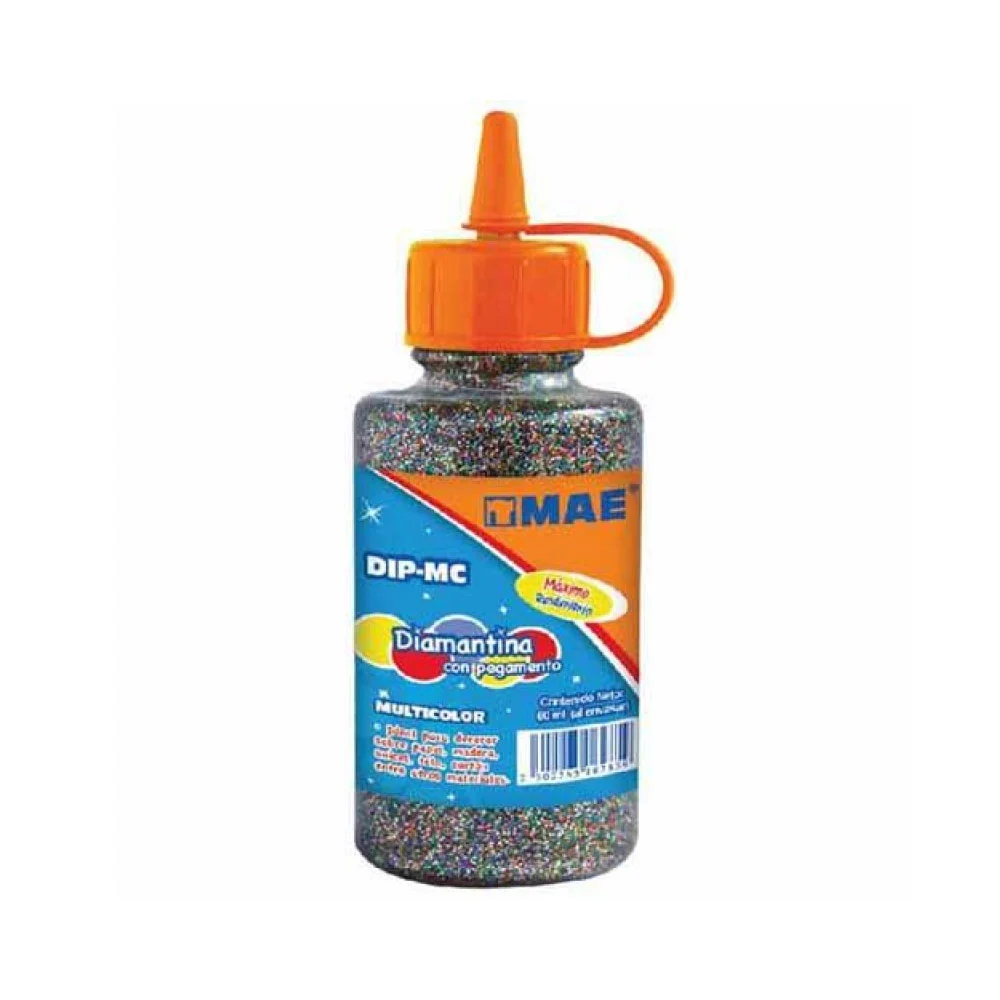 Bote de pegamento líquido con diamantina multicolor, 60ml / dip-mc