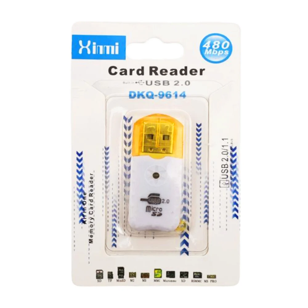 Adaptador lector de tarjetas sd con entrada usb y 480mbps, variedad de colores / dkq-9614