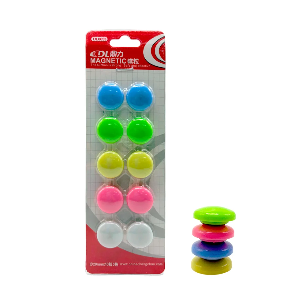 Blíster con 10 mini imanes con forma de botón, variedad de colore / dl0653