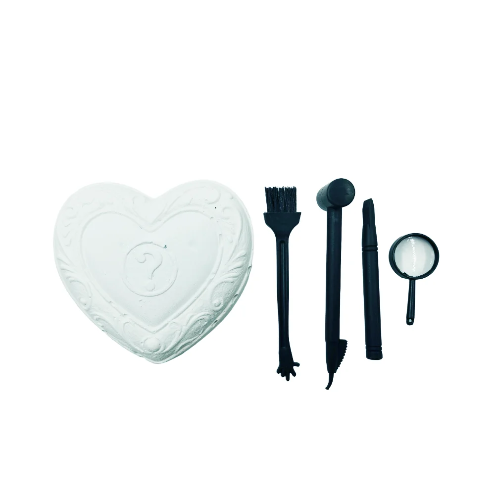 Set set de excavación arqueológica figura de yeso en forma de corazón con gemas + accesorios / magic gems