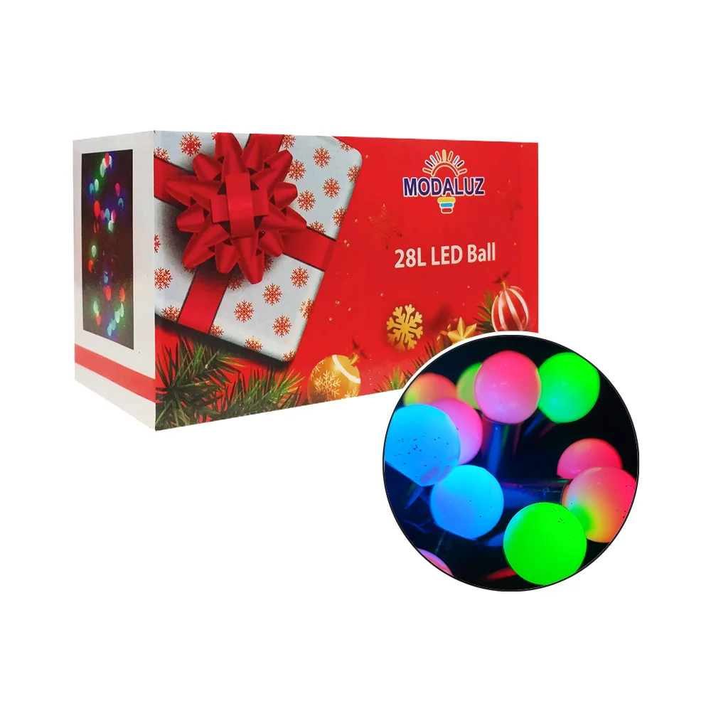 Serie guirnalda de luces led rgb con diseño en forma de mini focos blancos / 28l led ball moda luz / dml8216