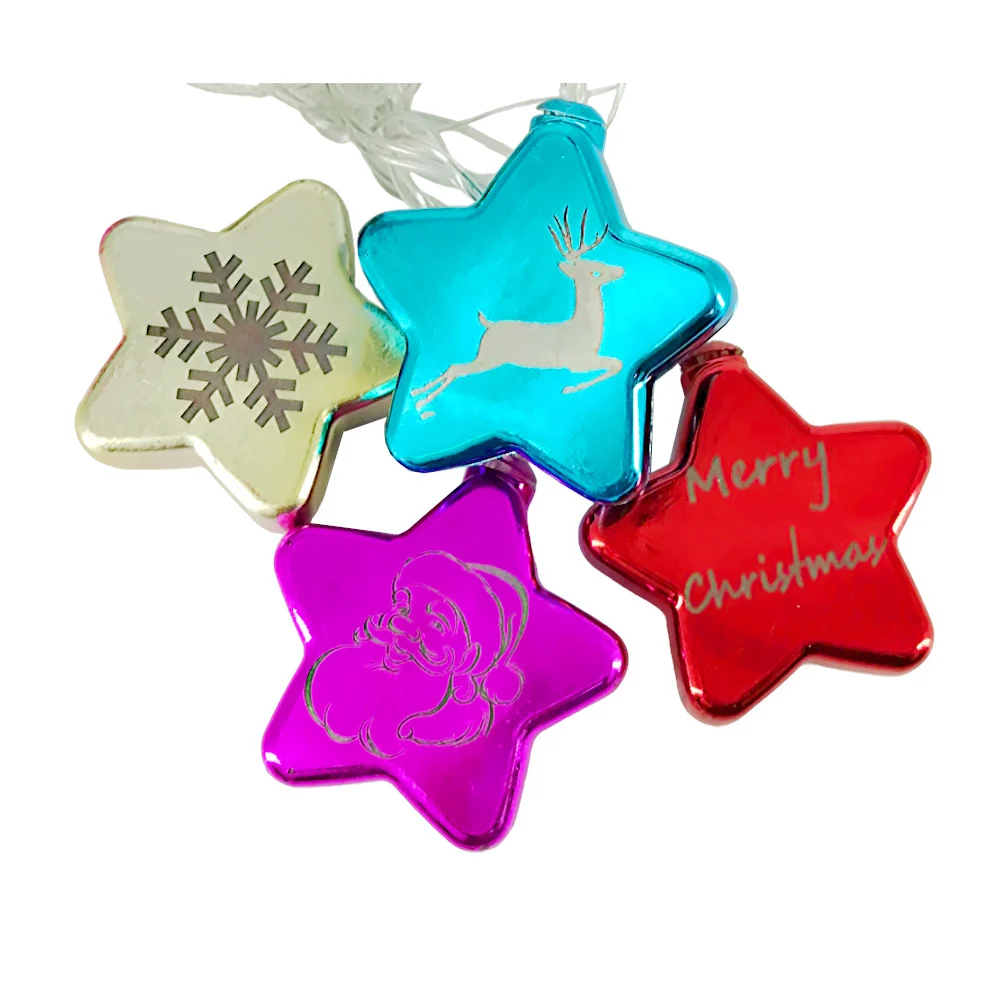 Serie de luces moda luz con forma de estrellas multicolor y estampado temática navideña, variedad de colores / dml8259