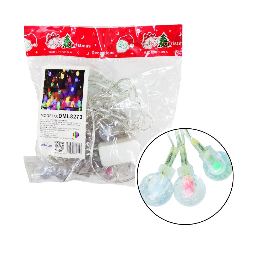 Serie en cadena moda luz / luces led de colores con diseño de mini esfera transparente decoration cristmas / dml8273