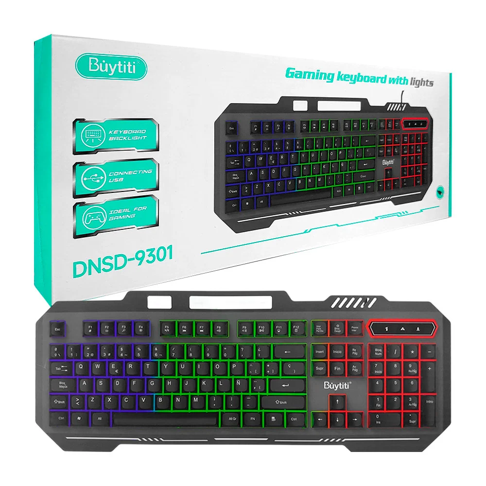 Teclado gamer alámbrico buytiti con luces rgb y switches mecánicos / gaming keyboard with lights / dnsd-9301