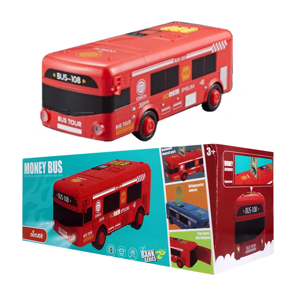 Alcancía infantil en forma de camión autobús, variedad de colores / money bus