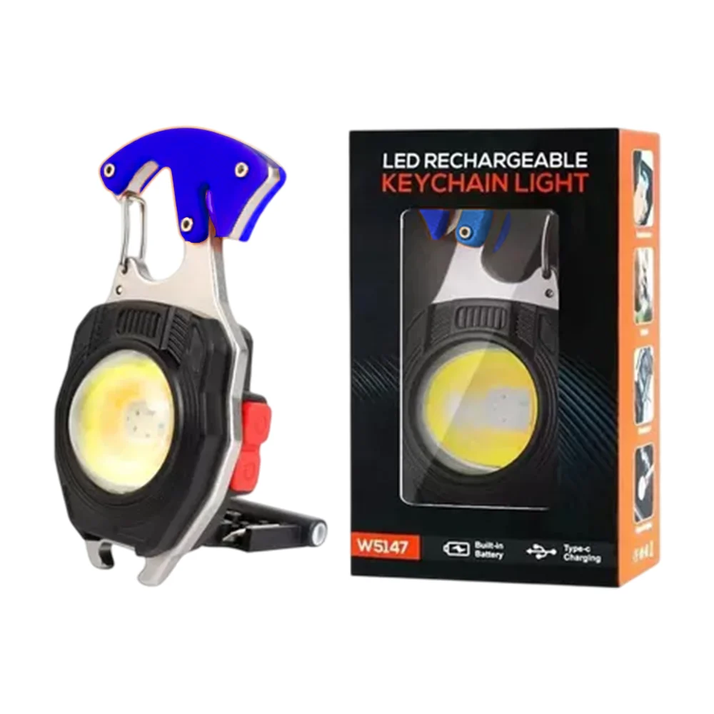 Lámpara led recargable multifuncional portátil con encendedor, mini destornillador, silbato y navaja / keychain light / w5147