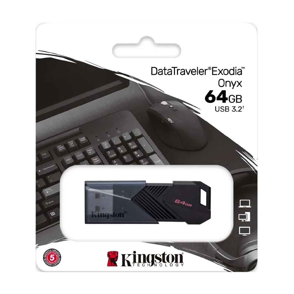 Memoria usb 3.2 data travel exodia kingston de color negro con capacidad de 64gb / dtxon64gb