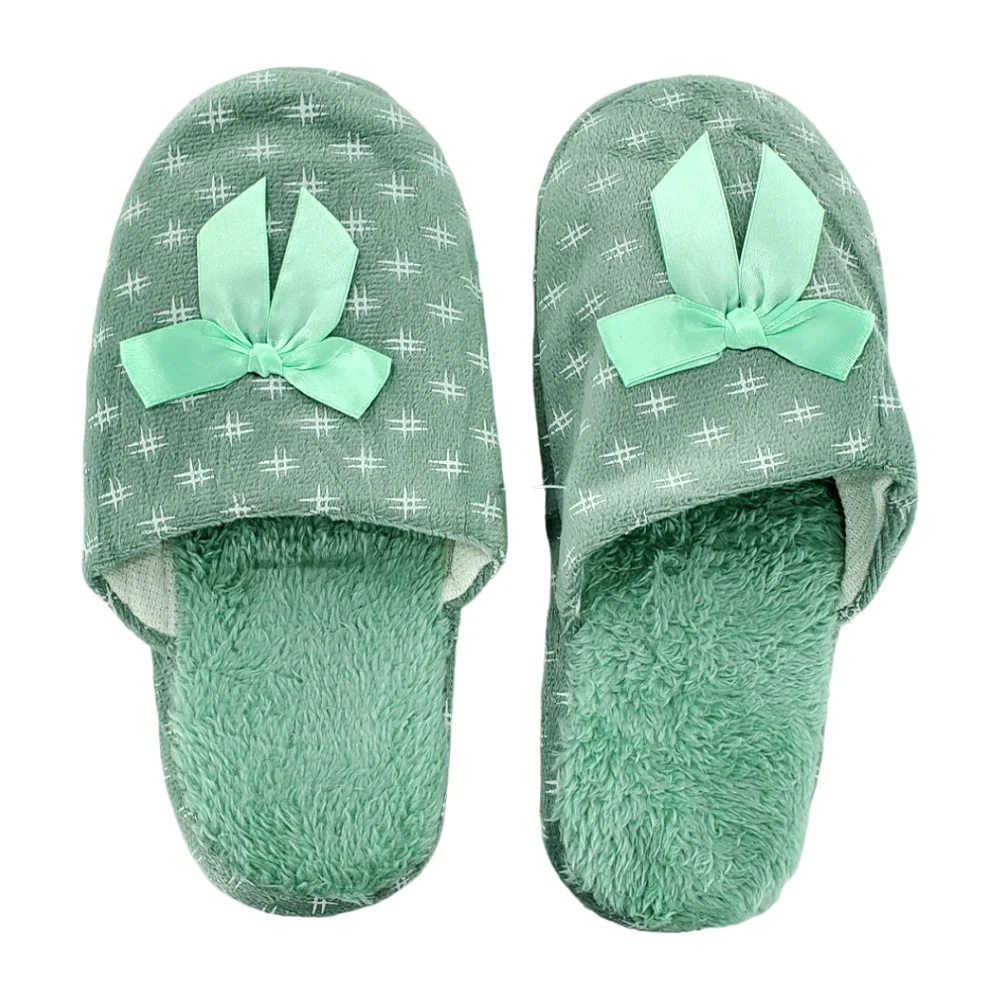 Par de pantuflas afelpadas con suela de goma, estampado de líneas cruzadas, variedad de colores y tallas / dv6205