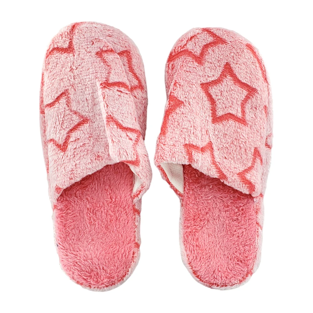 Par de pantuflas afelpadas con suela flexible y figuras de estrellas grandes, variedad de colores y tallas / dv6212