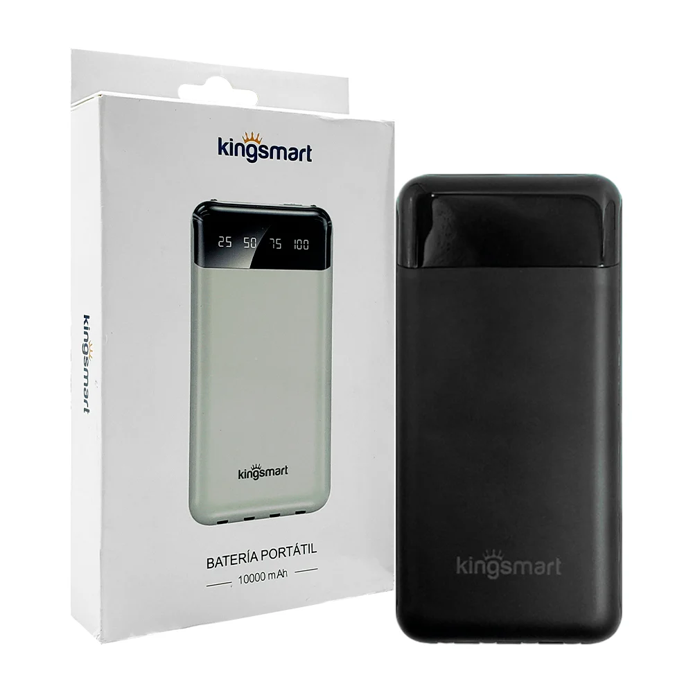 Power bank / batería portátil con puerto usb, puerto tipo c, cable usb, v8, tipo c, lightning, pantalla digital, lámpara y capacidad de 10000mah, variedad de colores / kingsmart / dy-8031