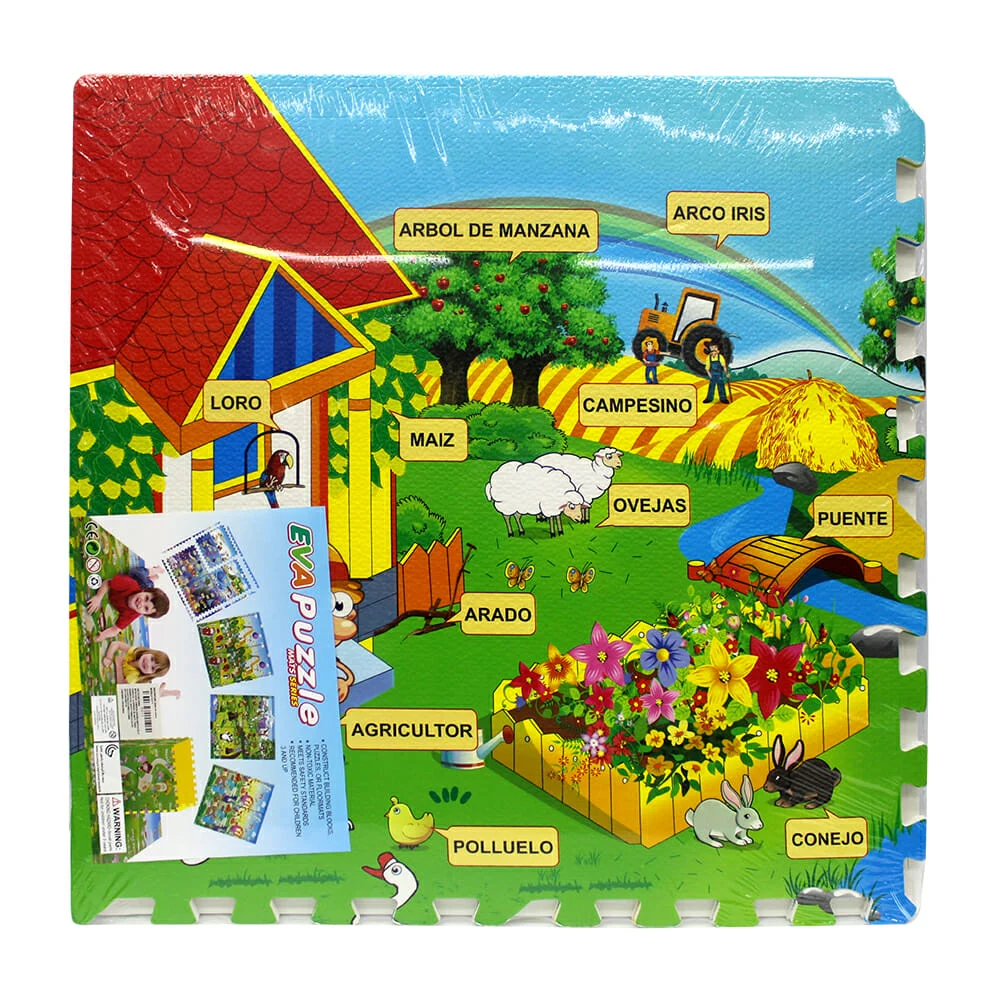 Tapete didáctico rompecabeza foamy de 4 piezas 61x61cm con temática de animales, variedad de diseños / eva puzzle mats series / dz10