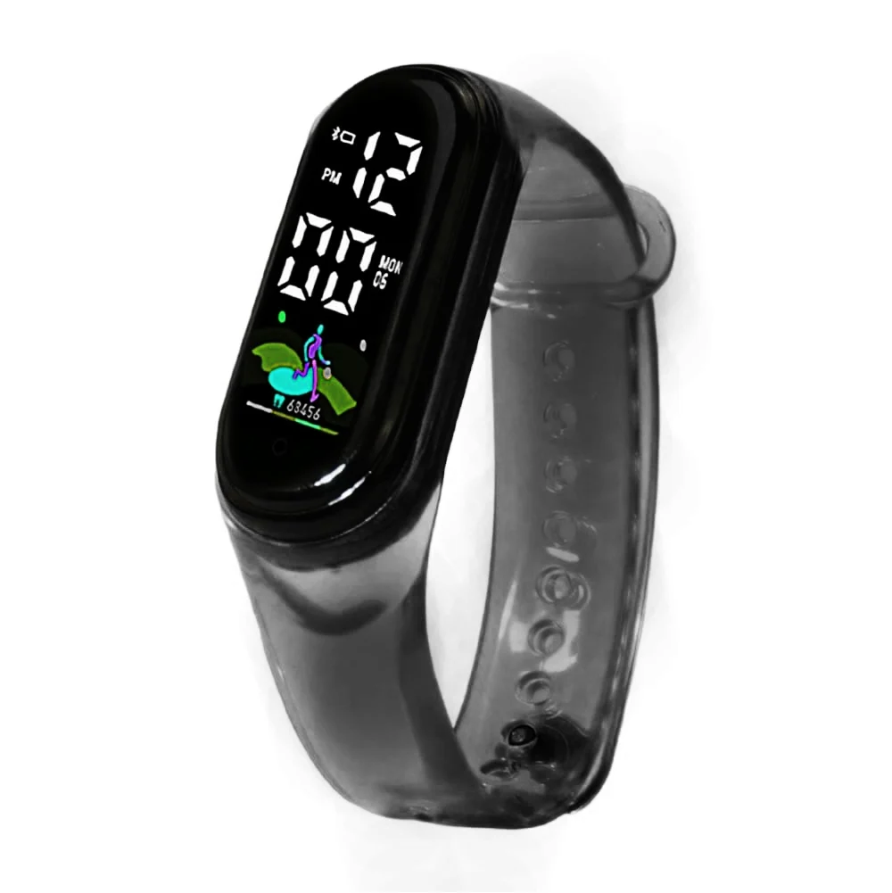 Reloj brazalete pulsera con sensor táctil touch y correas translúcidas de plástico, variedad de colores / dzb-2332