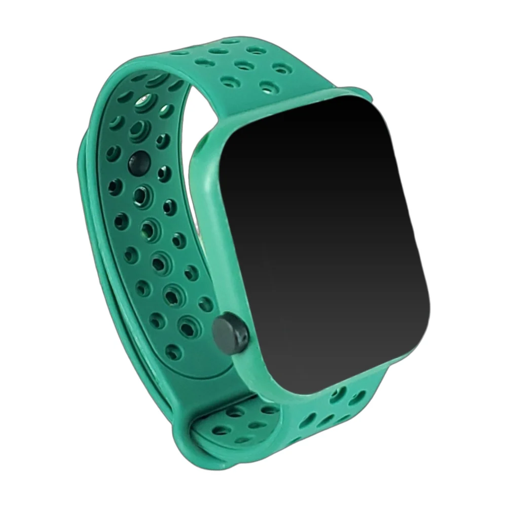 Reloj digital cuadrado pequeño con correas de plástico rígidas tipo deportivas con hoyos, variedad de colores / dzb-2362