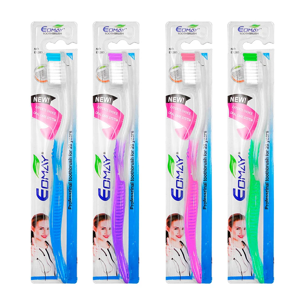 1pza Cepillo de dientes para adulto, con cerdas medias y mango de plástico, variedad de colores / eomay / e1283