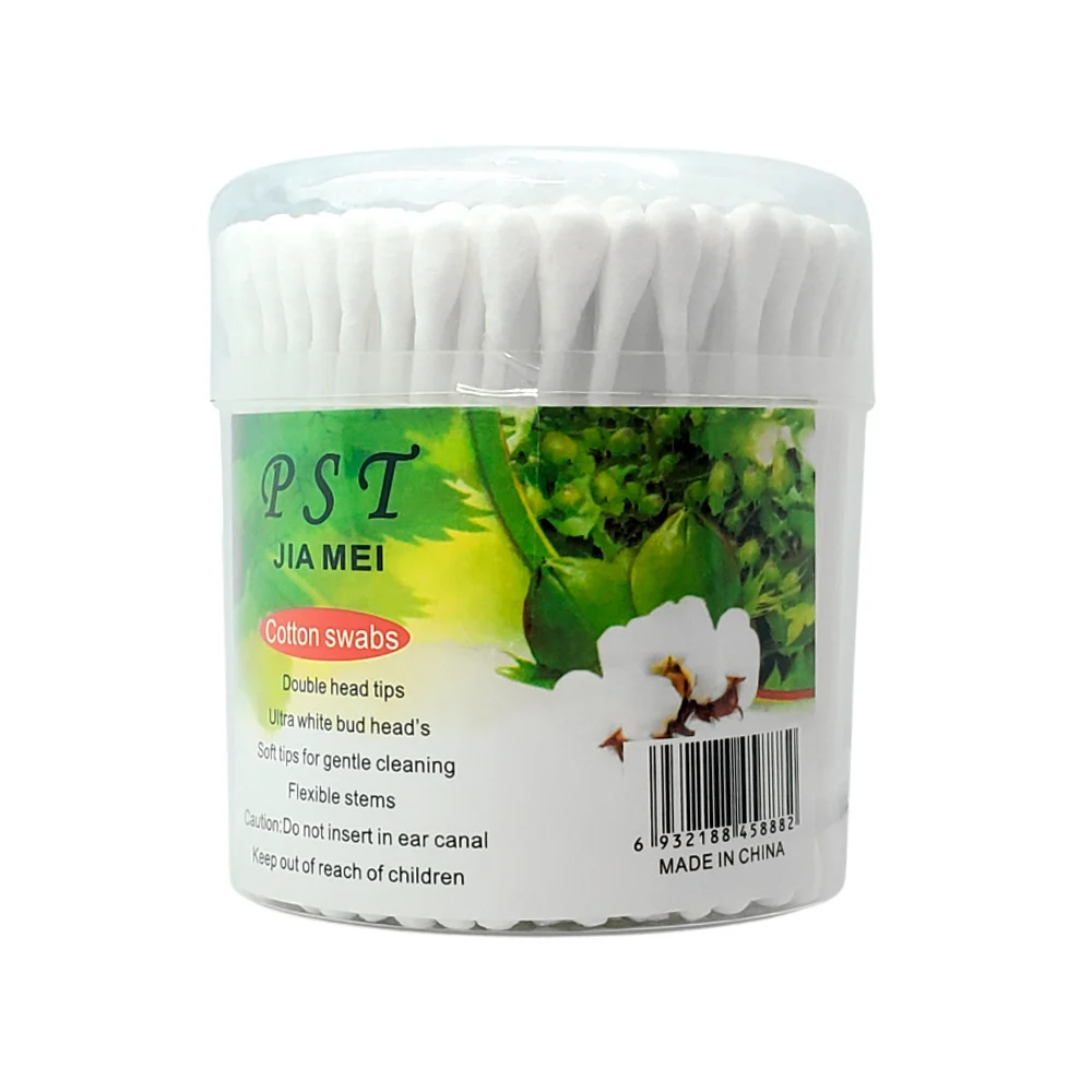 1pza Bote de plástico con 200 cotonetes blancos flexibles / pst jia mei / e1324 / 458882