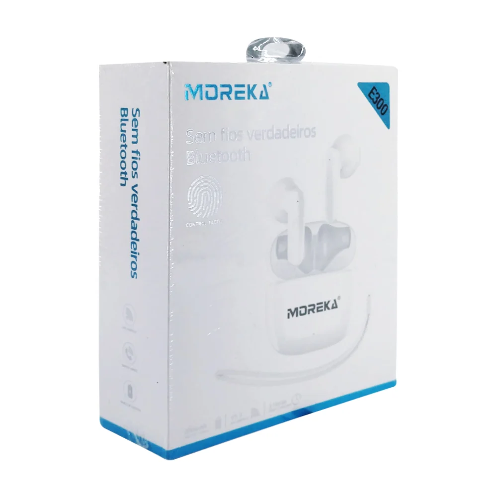 Audífonos bluetooth inalámbricos moreka con estuche de carga blanco y mini correa de mano / 063009
