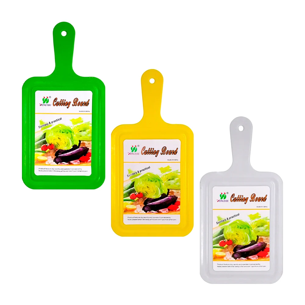 Pequeña tabla para picar con mango de plástico, variedad de colores / cutting board / e4082
