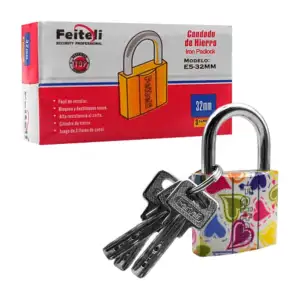 Candado feiteli chico con gancho corto de hierro, 32mm resistente al …