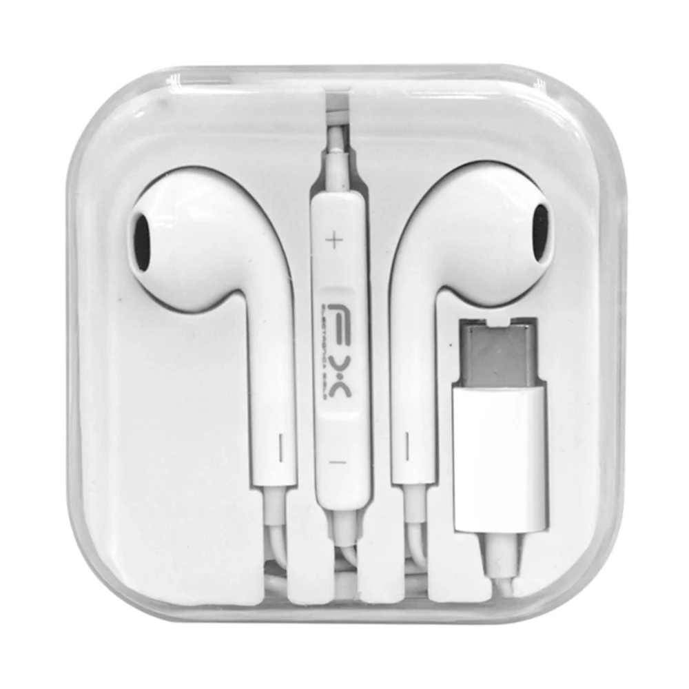 Audífonos alámbricos tipo earphone fx en color blanco con entrada tipo c y manos libres / ear-sp02