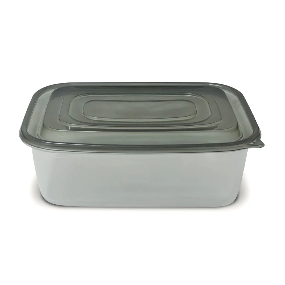 Tupper rectangular grande de plástico transparente con tapa de color 7200ml, 30x20x11cm / fresh pod / 8053