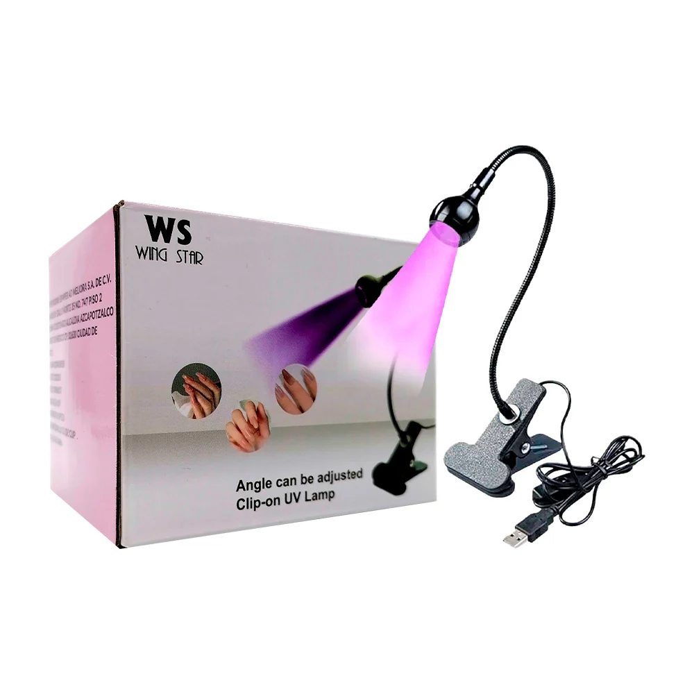 Lámpara uv flexible portátil con clip para secado de uñas, variedad de colores / clip on uv lamp / el-109