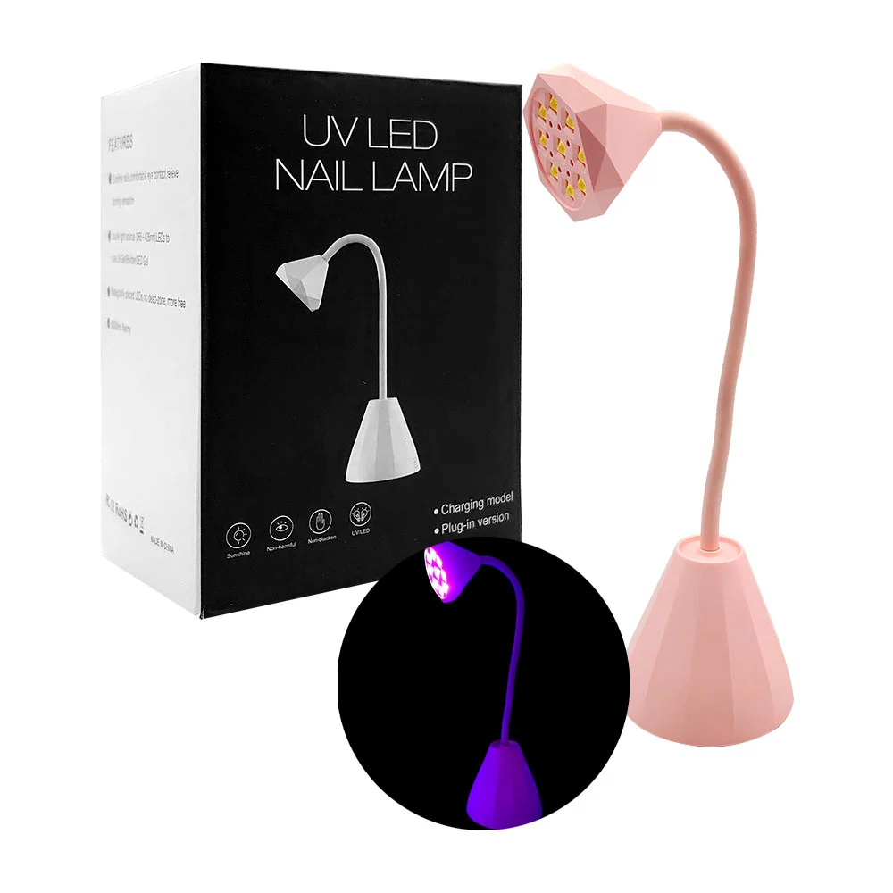 1pza Lámpara mediana de escritorio recargable, con 9 focos led ultravioleta, variedad de colores / m1 / 27w / uv led nail lamp