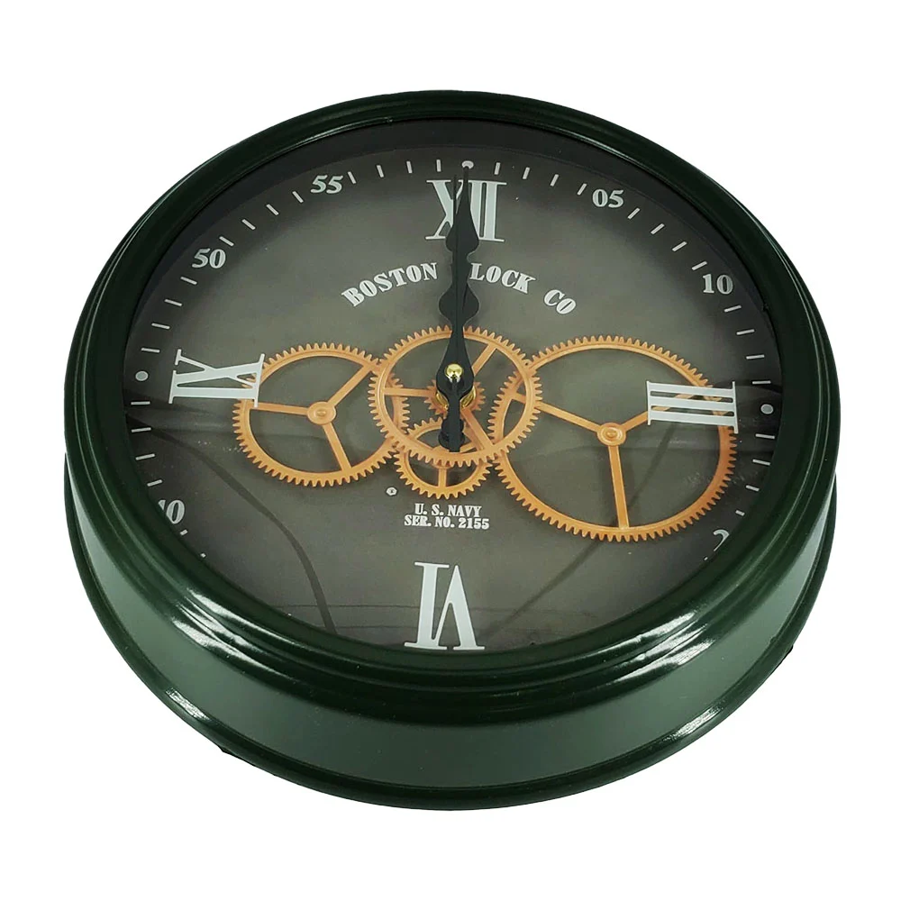 Reloj redondo de 23.5cm con manecillas y diseño de engranes para pared / boston clock co / ep31161