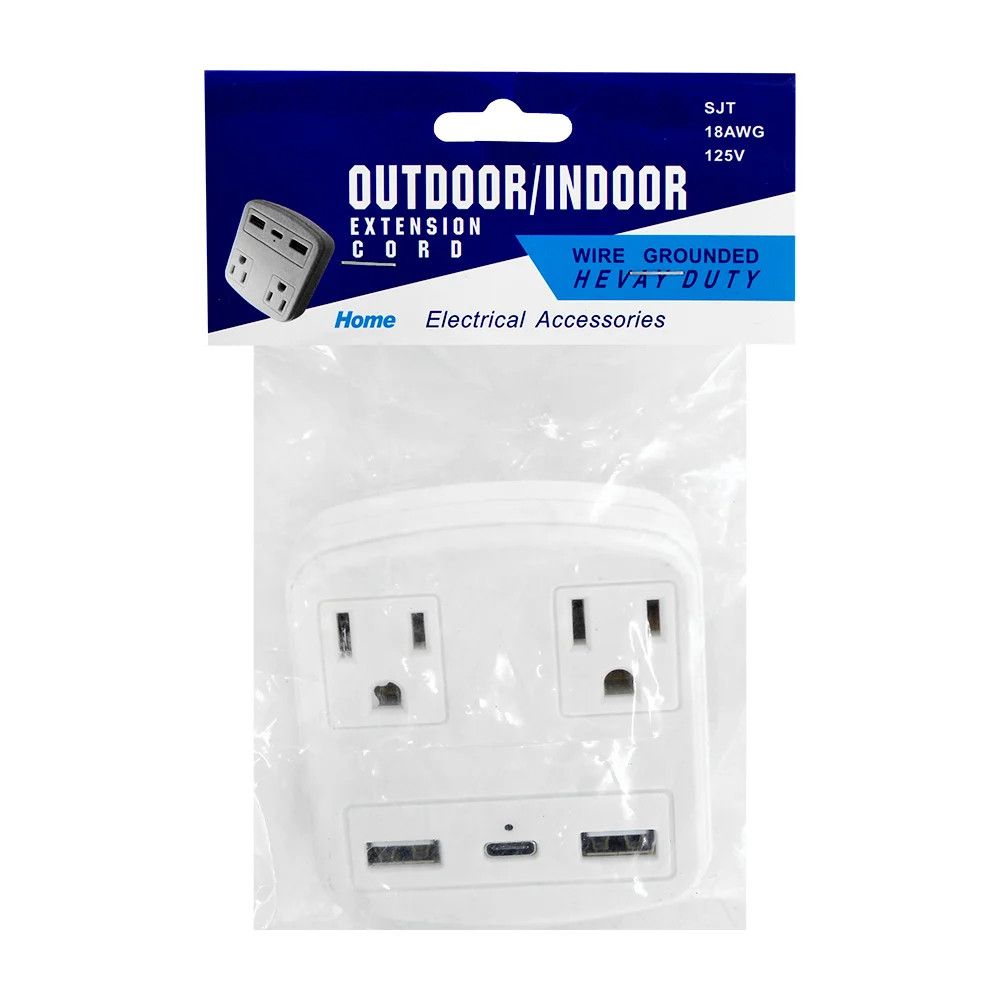 Multicontacto cuadrado con 2 enchufes + 2 entrada usb y usb-c / outdoor indoor / ep31258 / ep31259