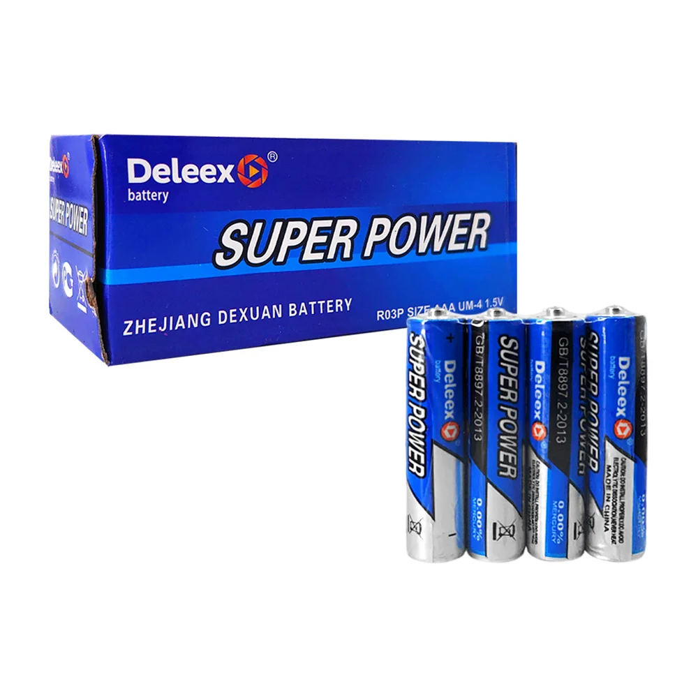 Paquete con 10 blíster de 4 pilas baterías aaa deleex de zinc manganeso, 1.5v / super power / ep31320