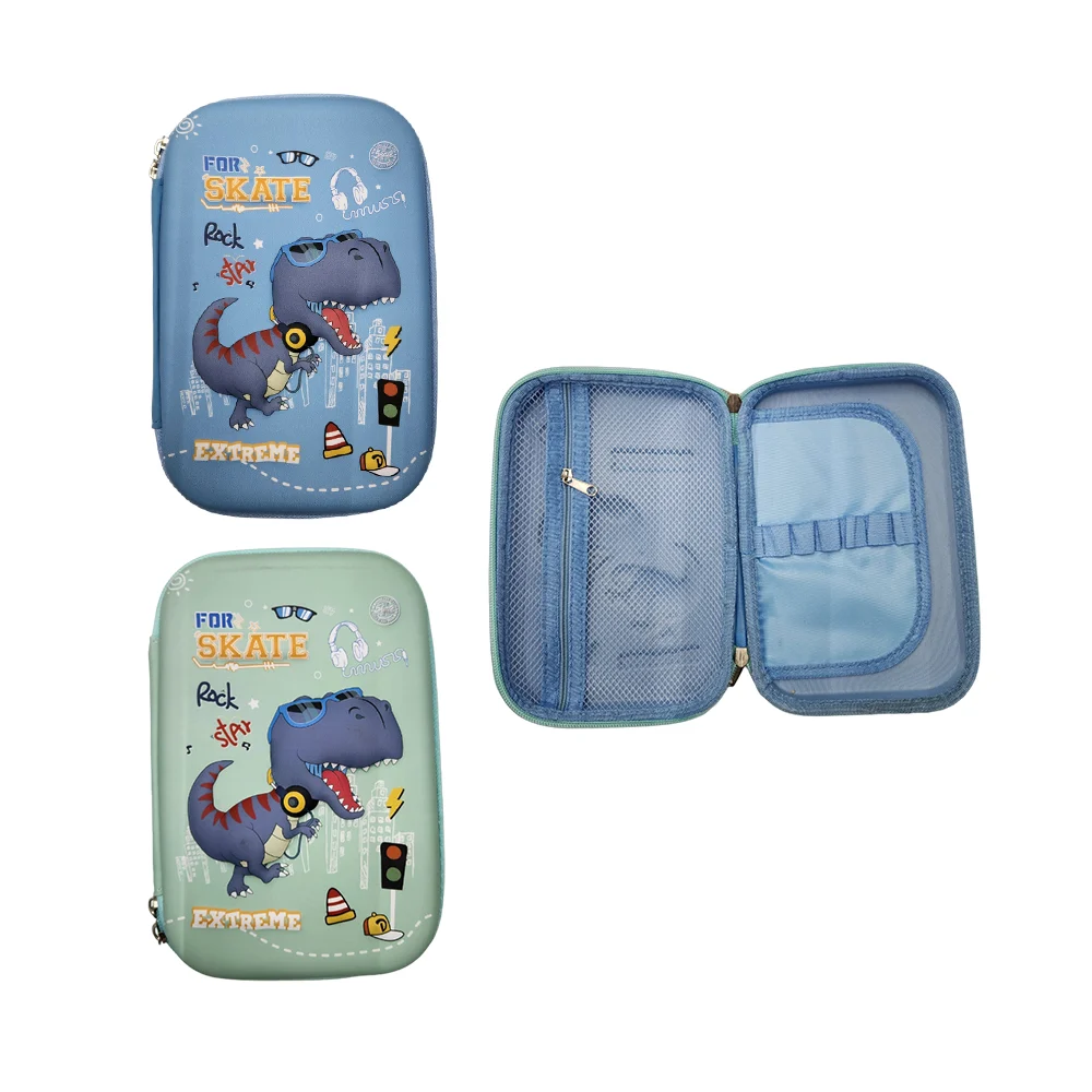 Estuche lapicera colorera grande con relieves tipo 3d diseño de dinosaurio, variedad de colores / 6813