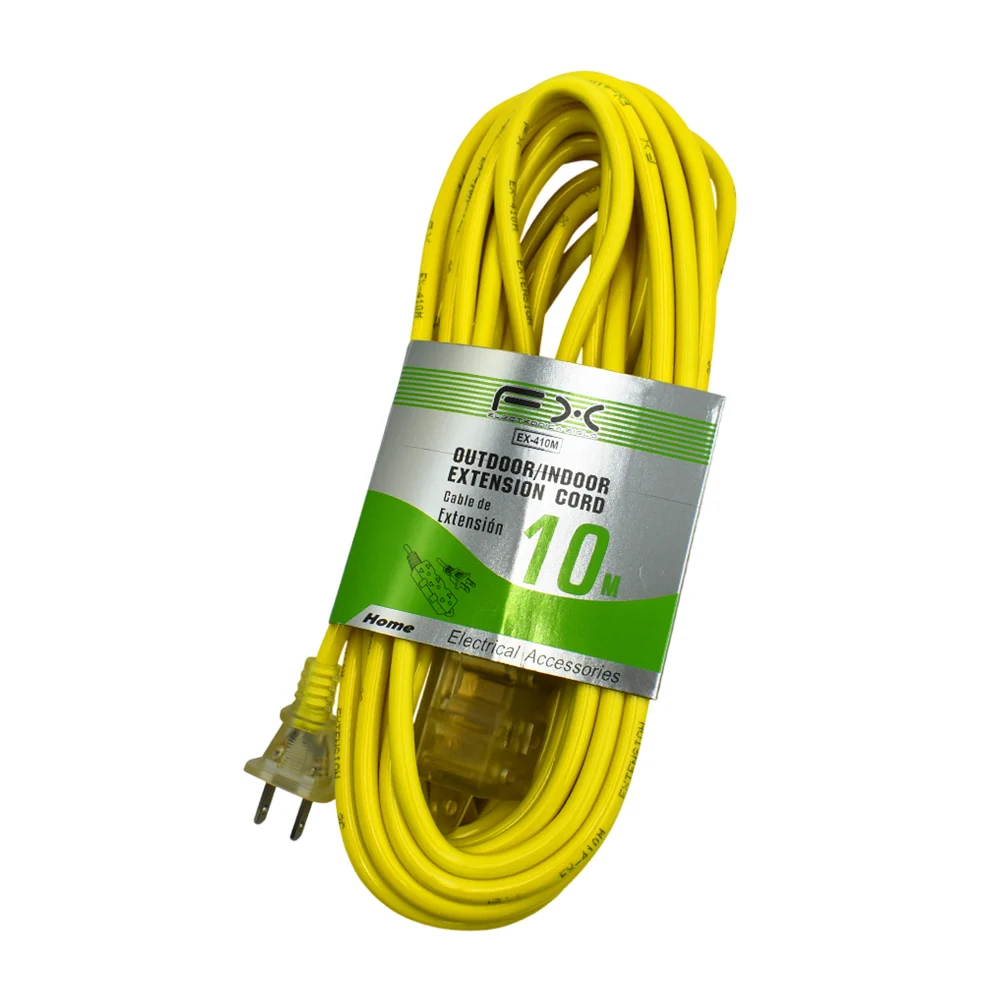 Extensión eléctrica amarilla de 10 metros con 3 contactos / ex-410m