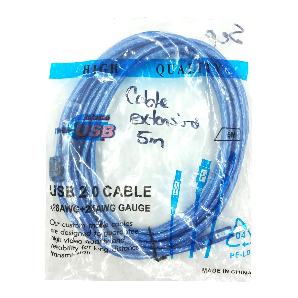 Cable de extensión usb 2.0 de macho a hembra 5mtrs / high quality / usb 2.0 cable / pe-ld