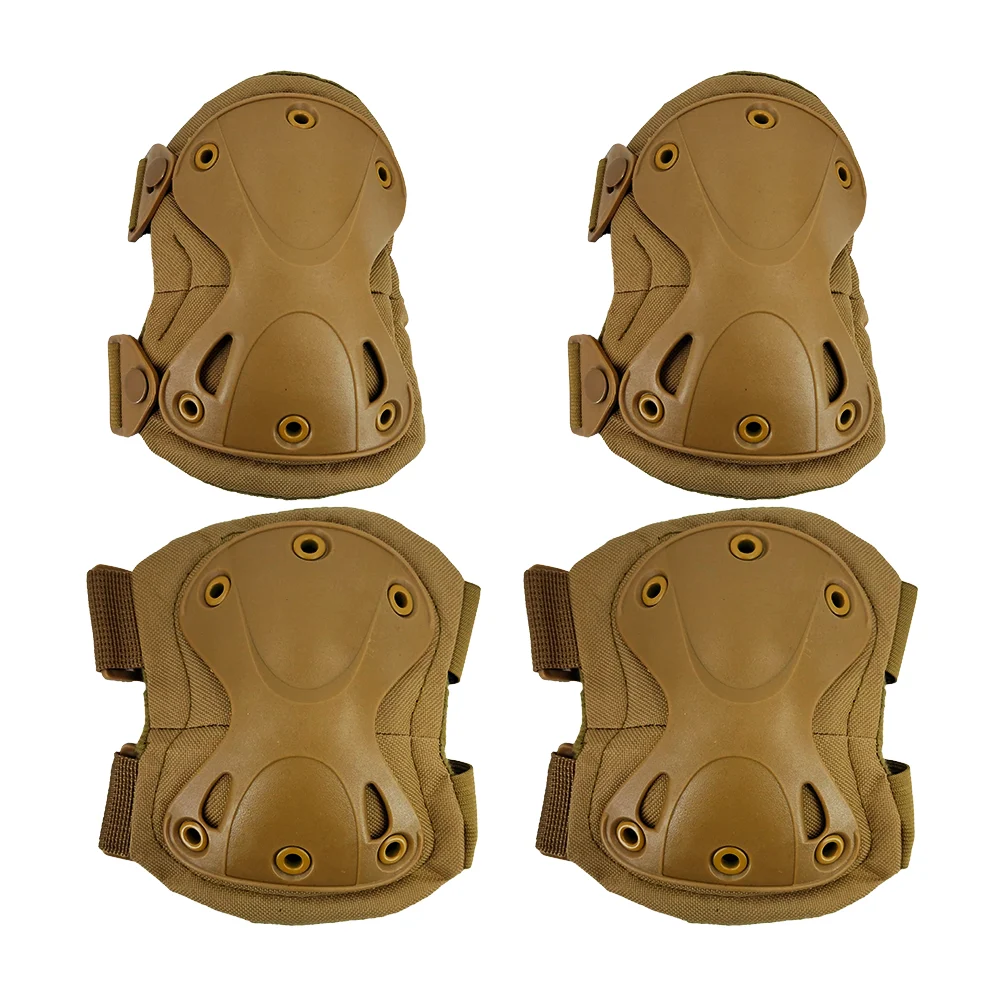 Set de rodilleras y coderas tácticas acolchadas con broche elástico ajustable, variedad de colores / f001