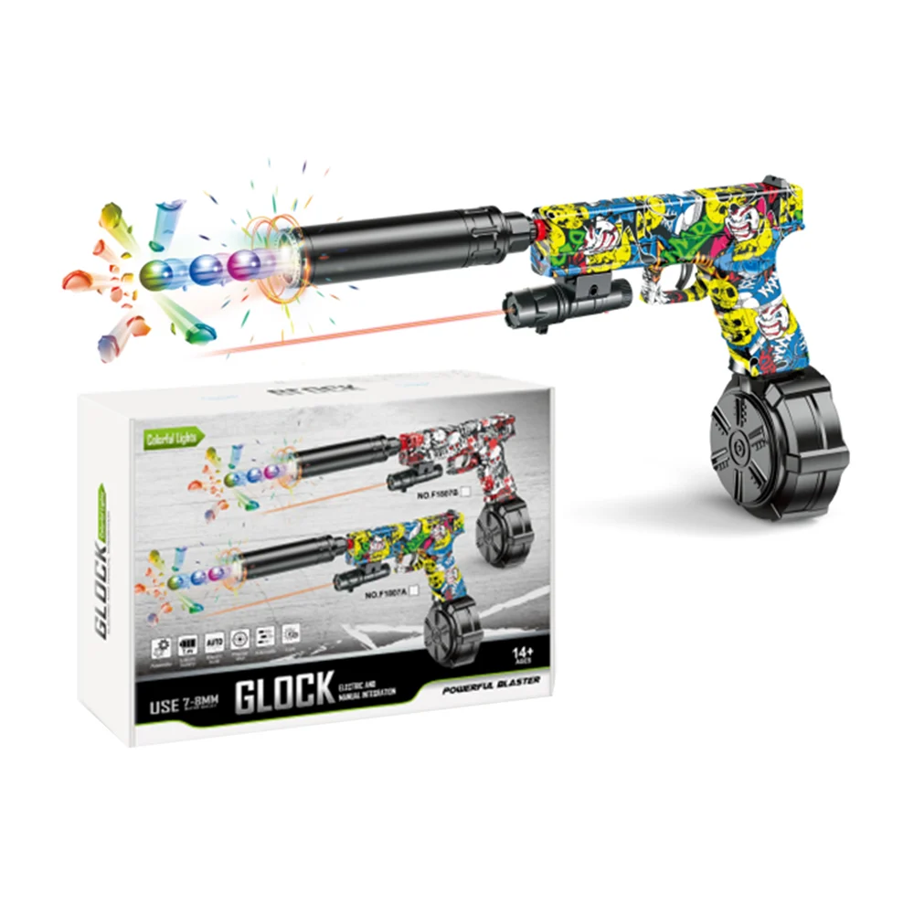 Pistola de hidrogel automática tipo glock diseño de grafiti con calaveras / f1807a