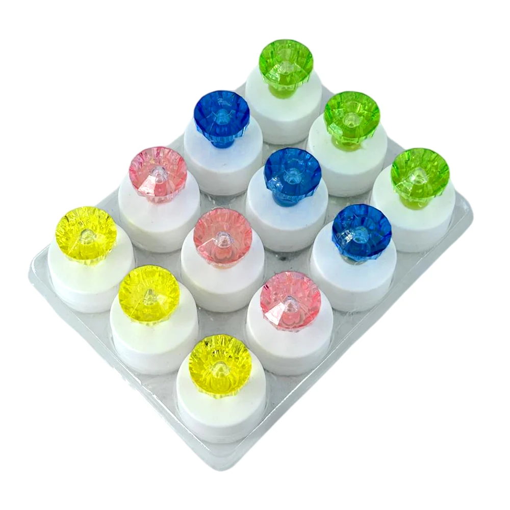 Paquete con 12 mini velas con diamante cristal de luz rgb 5x3.7cm, variedad de colores / f2852