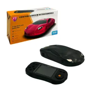 Consola retro game box con juegos clasicos y diseño de carro deportiv…