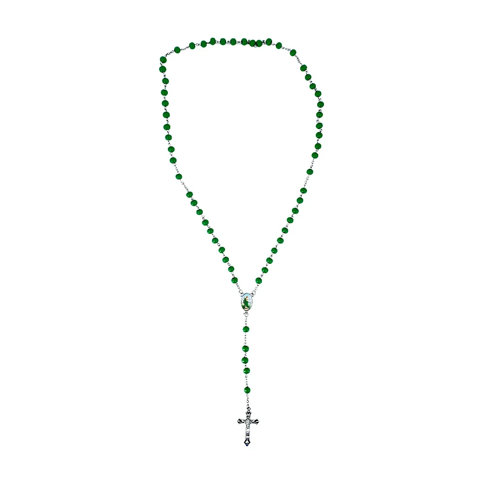 Rosario de madera en estuche redondo transparente con imágen de san judas tadeo / collar jesús / f310