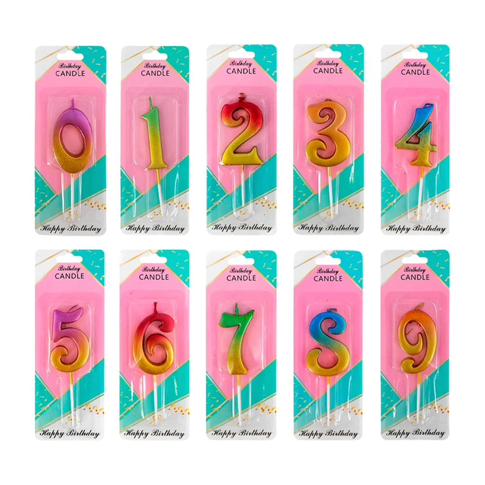 1pza Vela chica con diseño en forma de número en tono metálico bicolor, variedad de modelos y colores / birthday candle