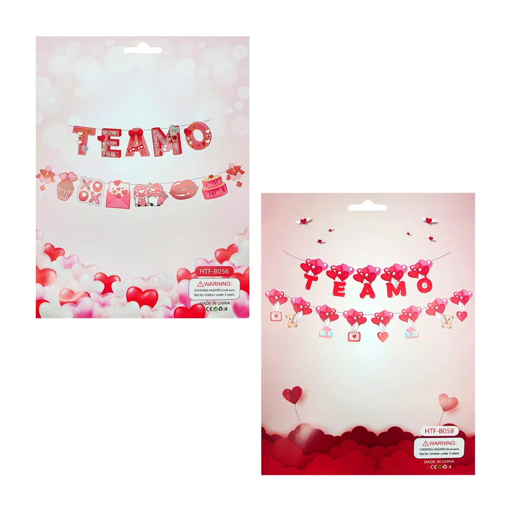 Banderín con temática día de san valentín y frase te amo, variedad de modelos / htf-b056 / htf-b058