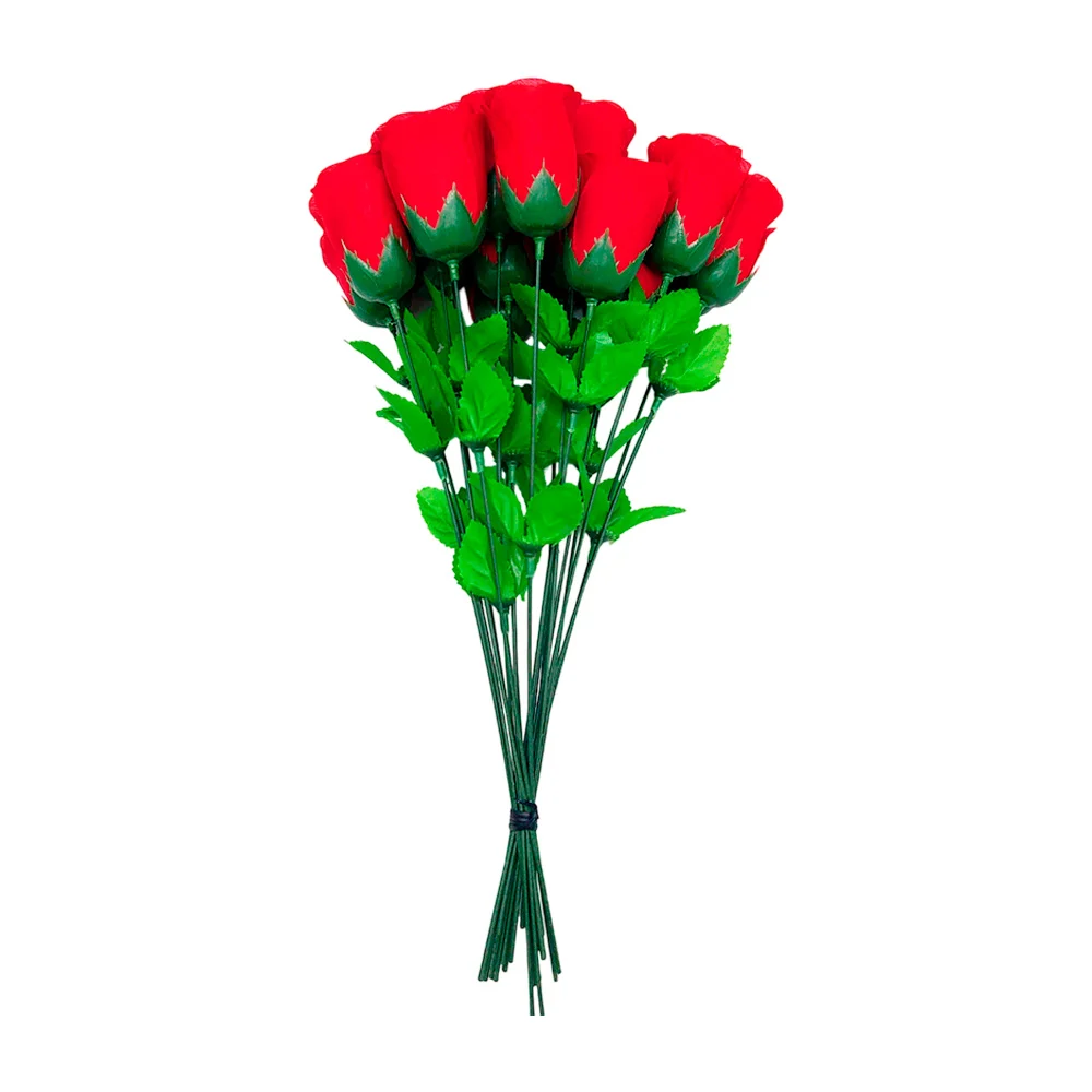 Manojo ramo de 20 rosas flores artificiales con hojas / f5561
